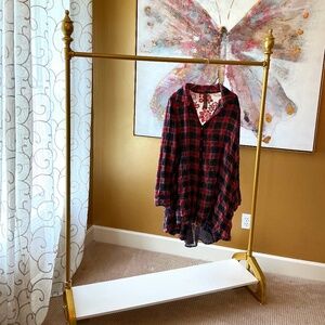 Aratta Flannel & Burnt Velvet Top Size Large